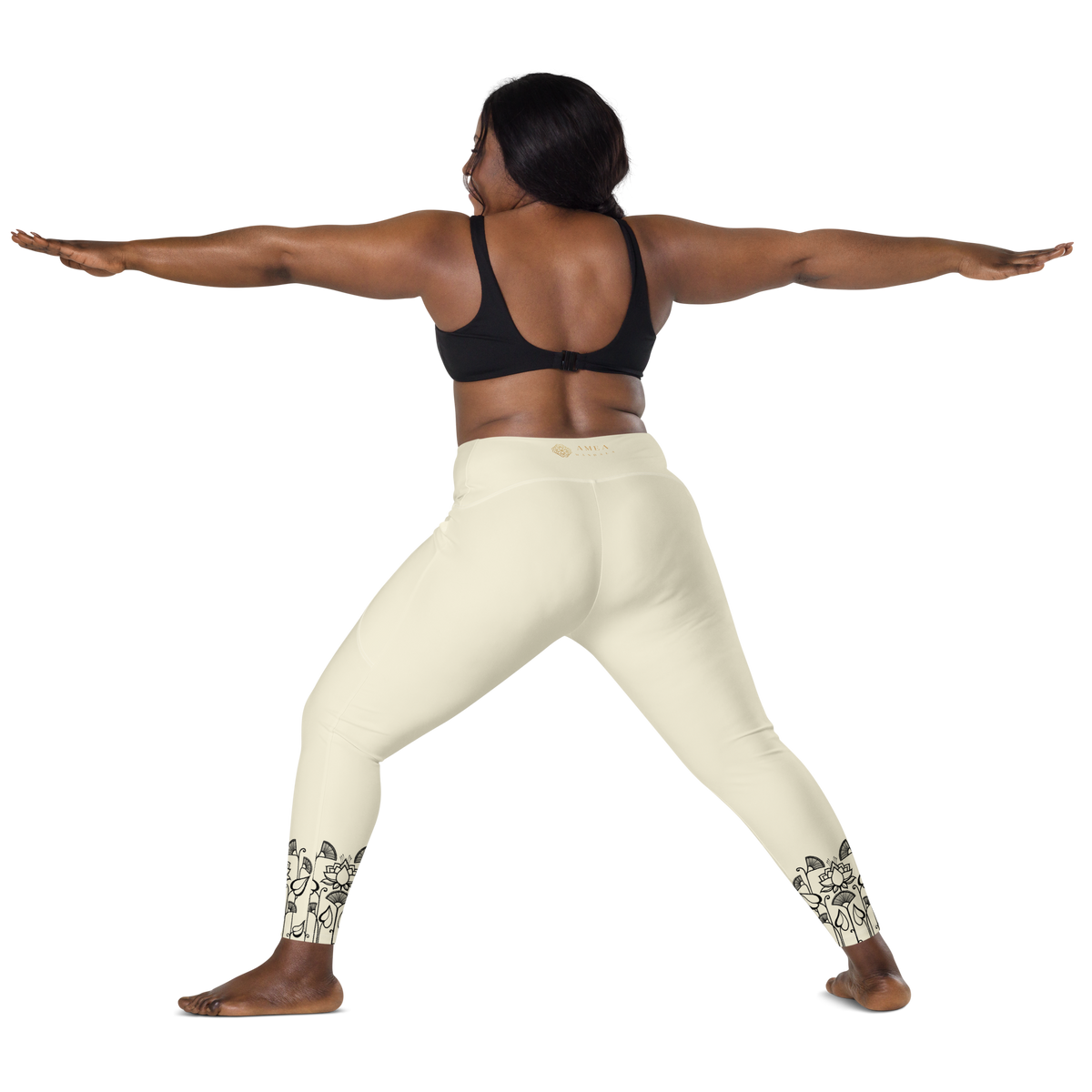 Leggings da yoga con vita a V e tasche - Avorio