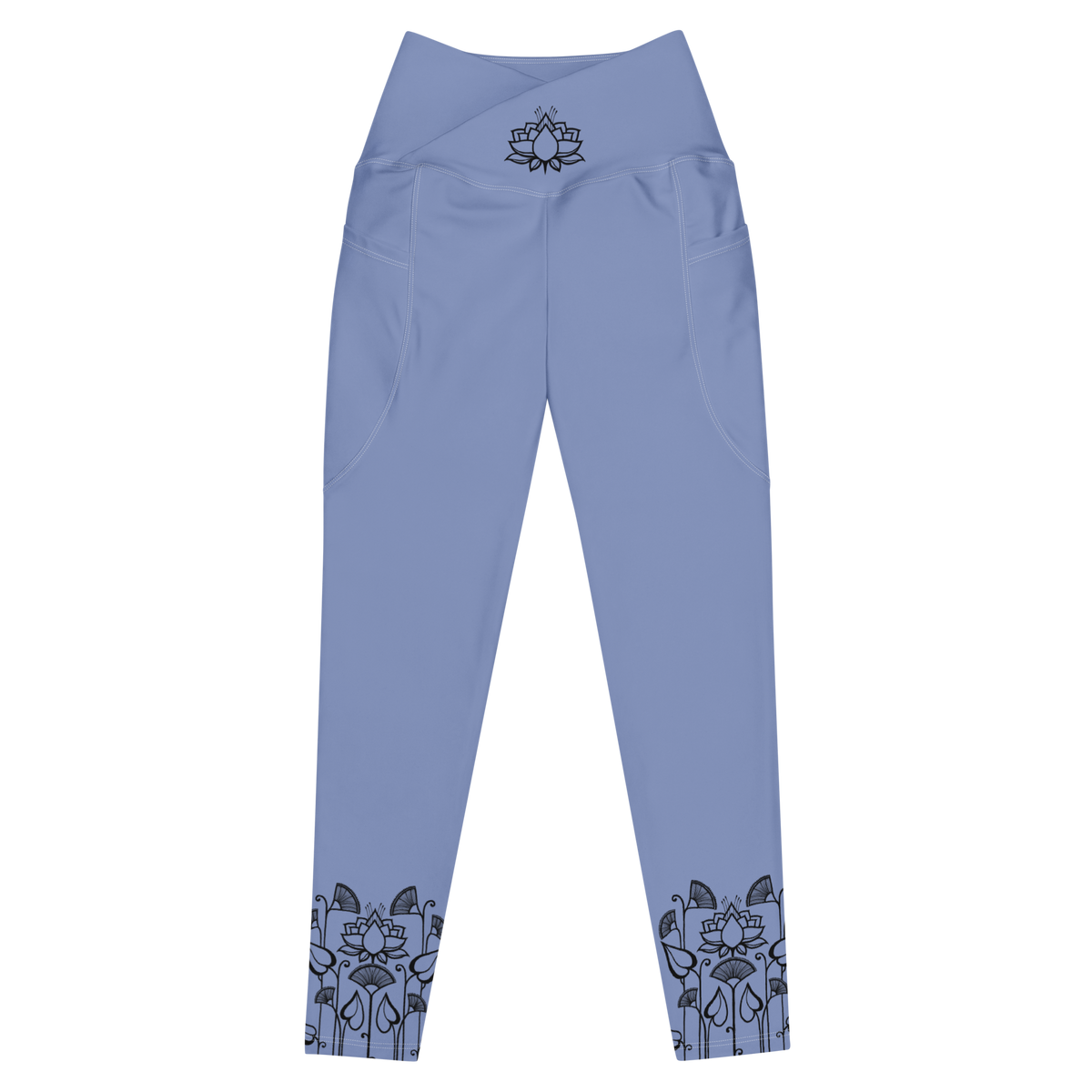 Leggings da yoga con vita a V e tasche - blu tortora