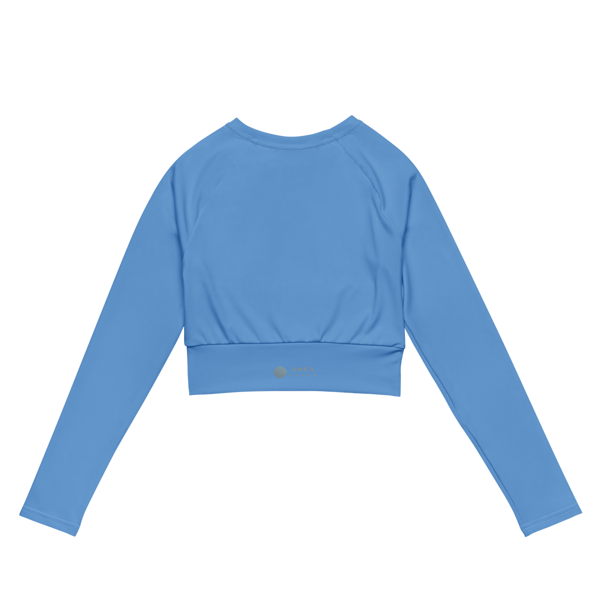 Cropped Langarm-Top mit Mandala - Himmelblau