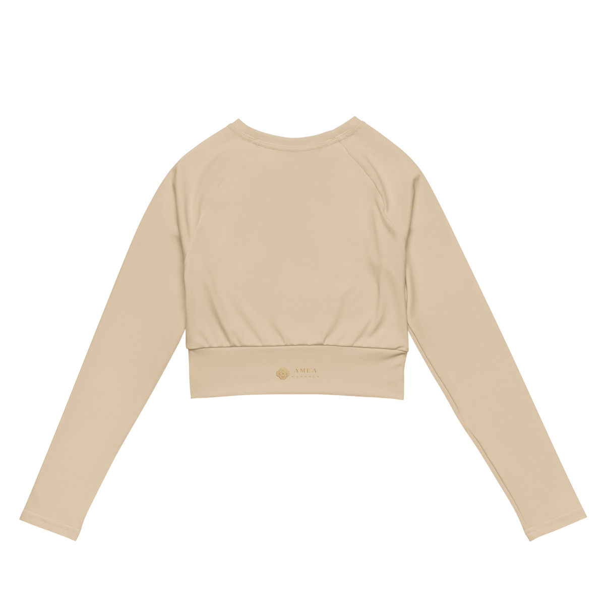 Cropped Langarm-Top mit Mandala - Beige