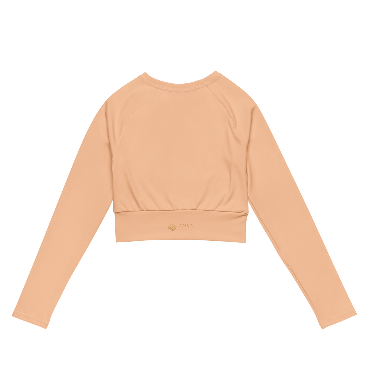 Cropped Langarm-Top mit Mandala - Hellorange