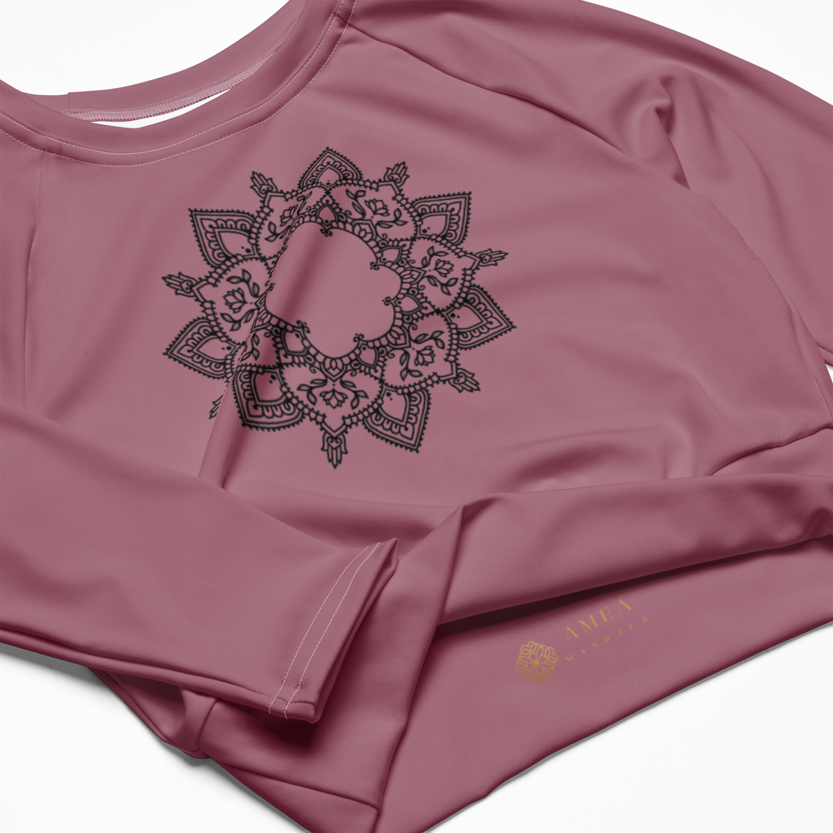 Cropped Langarm-Top mit Mandala - Mauve