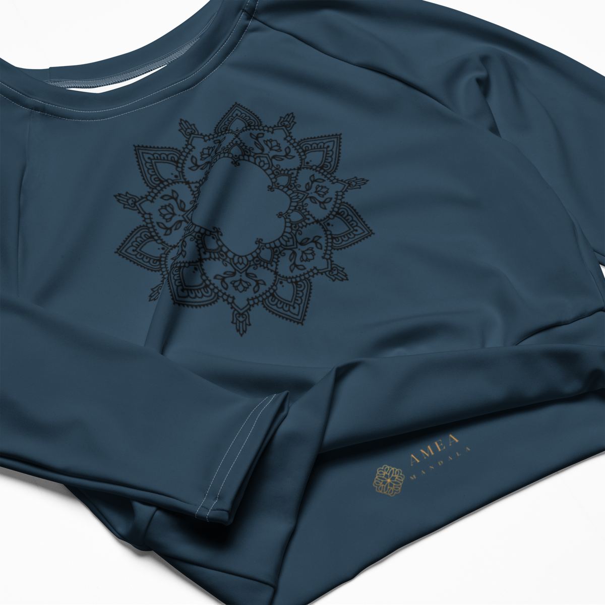 Cropped Langarm-Top mit Mandala - Dunkelblau