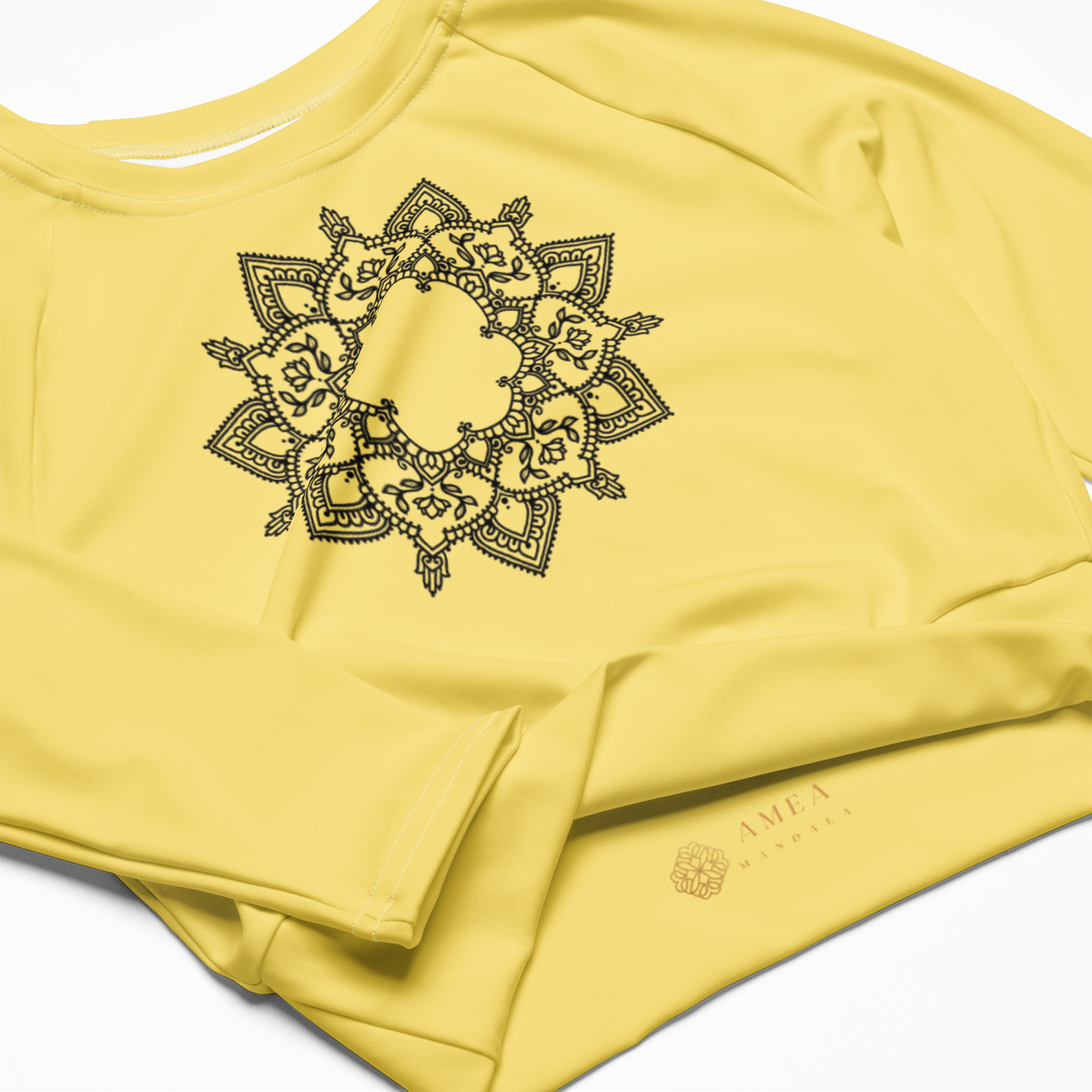 Cropped Langarm-Top mit Mandala - Gelb