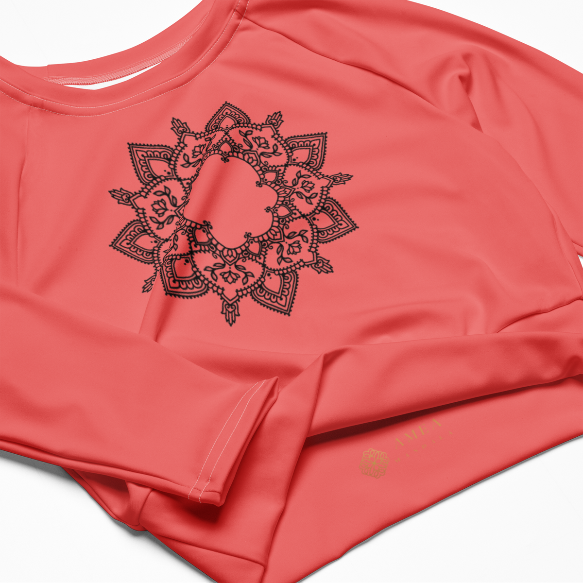 Cropped Langarm-Top mit Mandala - Rot
