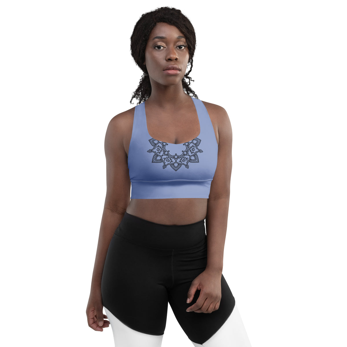 Amea longline sports bra - pigeon blue