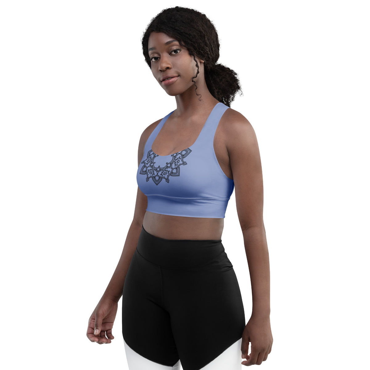 Amea longline sports bra - pigeon blue